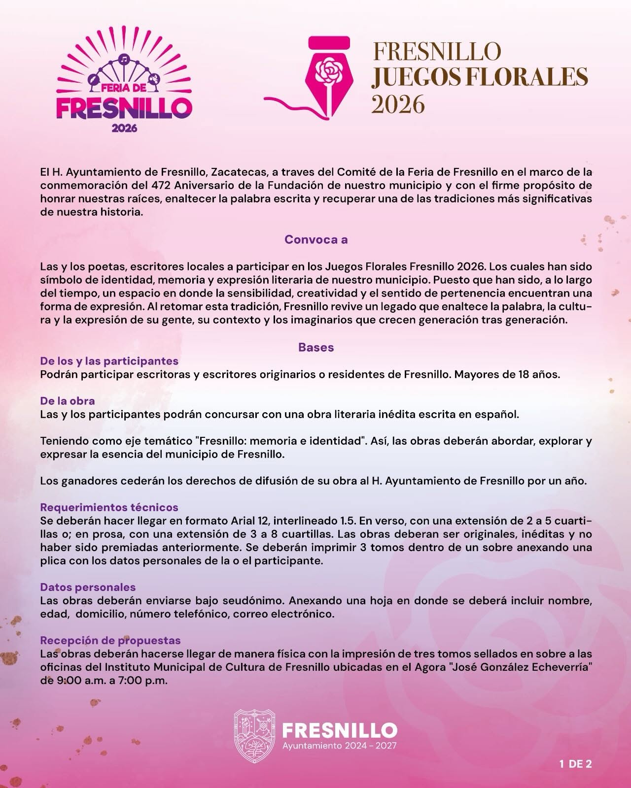 juegos florales fresnillo 2026
